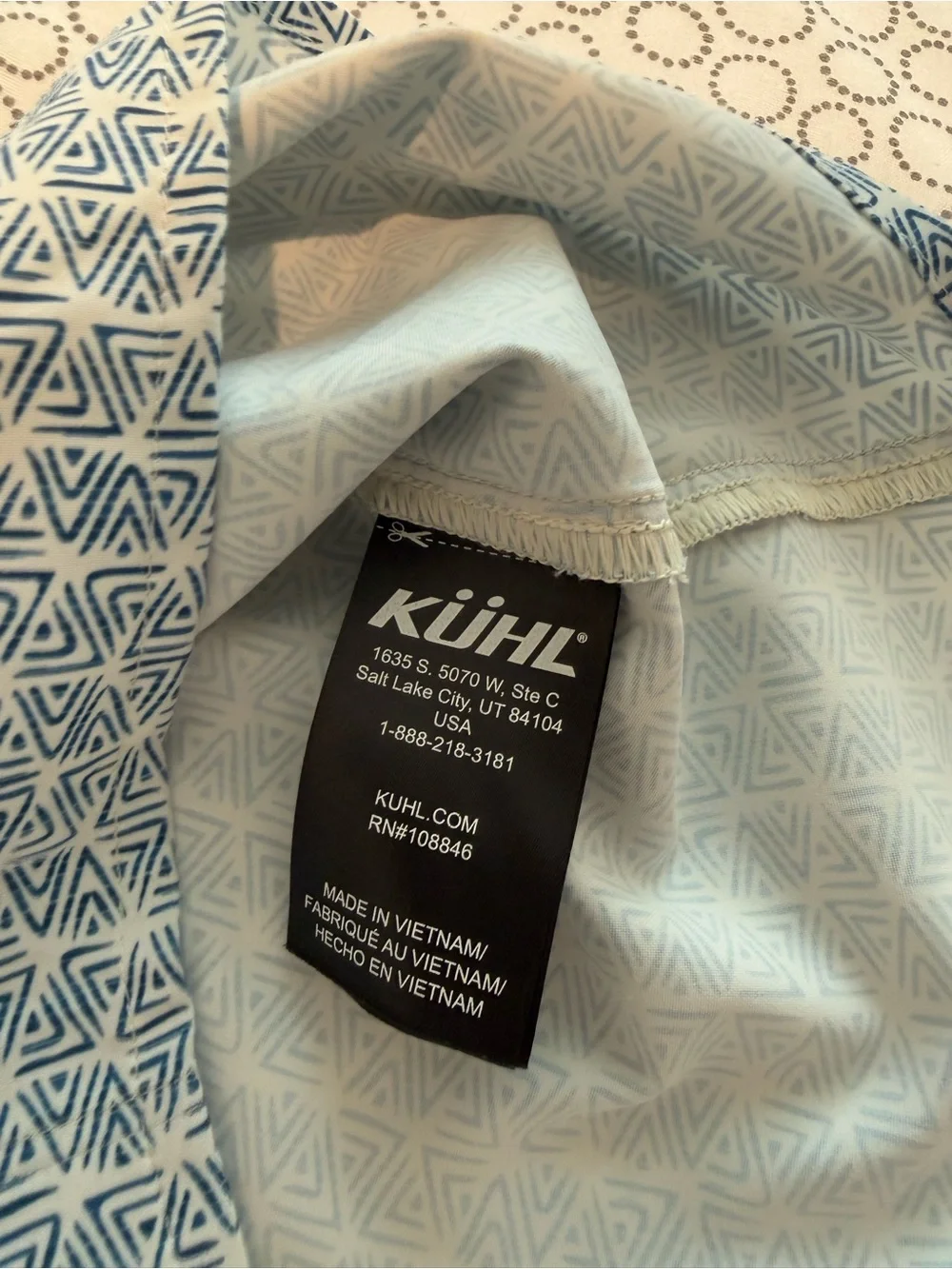 Kuhl Men's Light Blue Patterned Short-Sleeve Button-Down Shirt